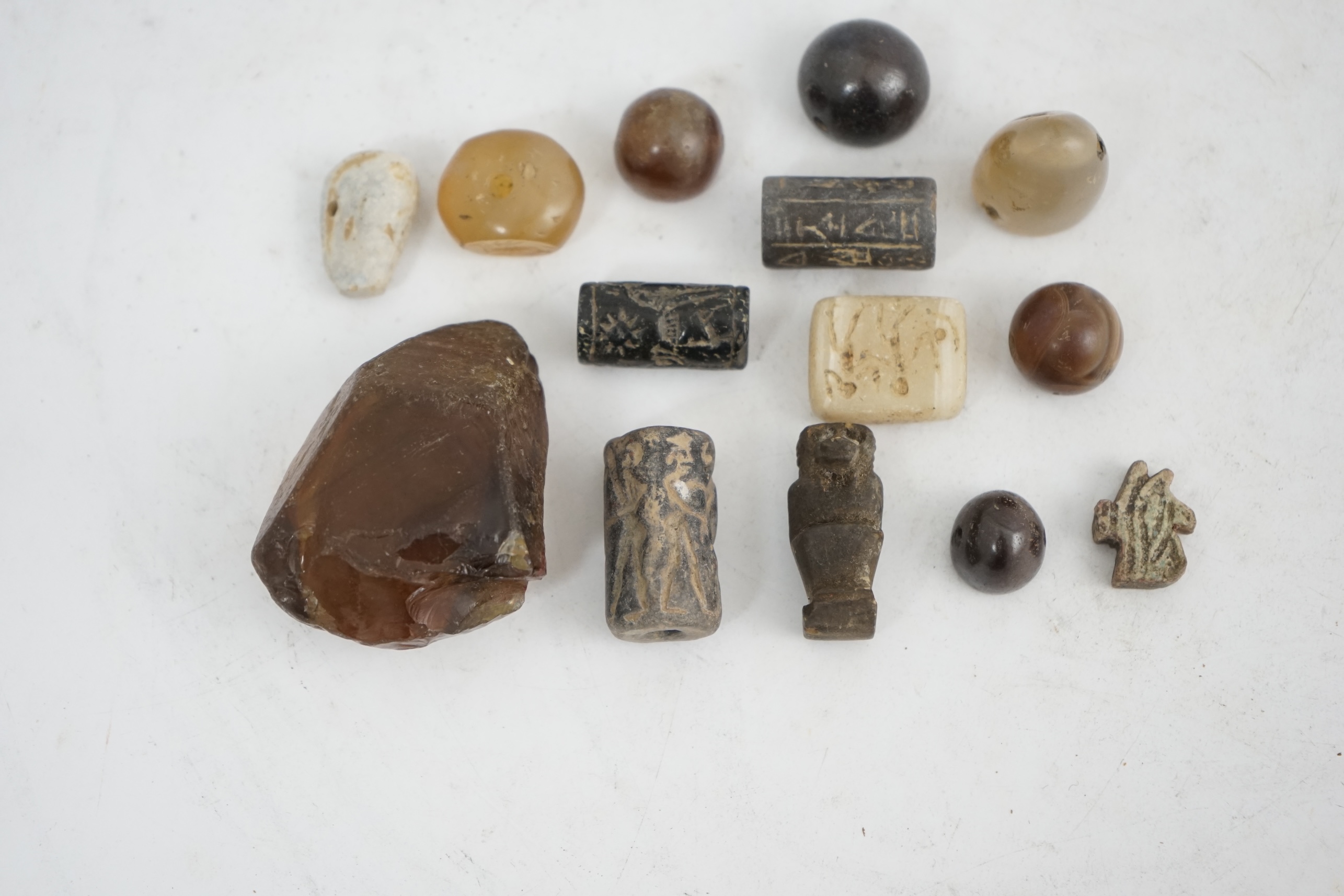 A collection of Ancient Egyptian beads, seals, etc., Acquired 1990s